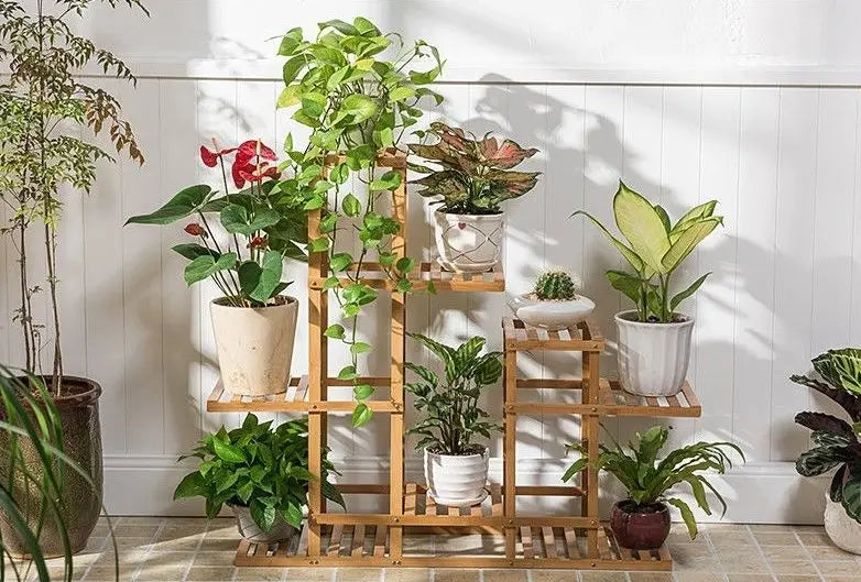 Bamboo Wooden Plant Stand Garden Planter Flower Pots Stand Shelf Indoor Outdoor everythingbamboo