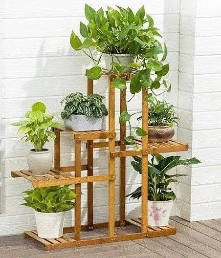 Bamboo Wooden Plant Stand Garden Planter Flower Pots Stand Shelf IndoorOutdoor A everythingbamboo