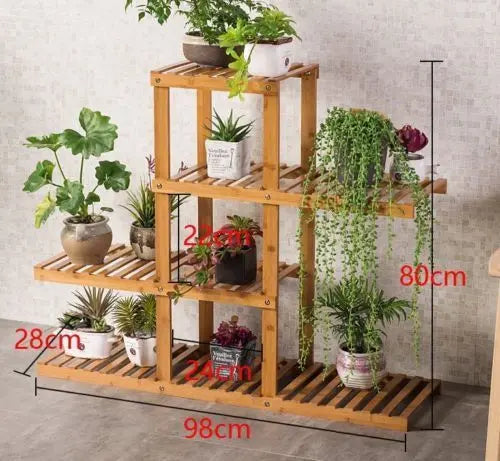 Bamboo Wooden Plant Stand Indoor Outdoor Garden Planter Flower Pot Stand Shelf Unbranded