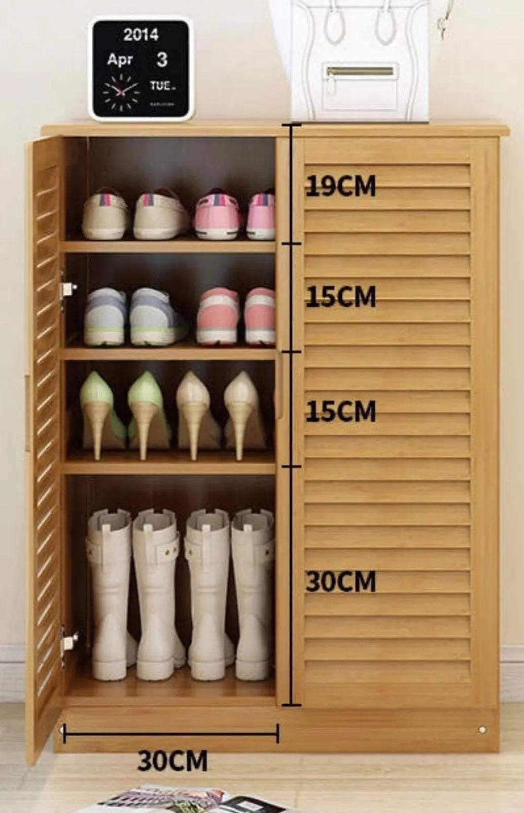 Bamboo Wooden Shoe Case Shoe Rack Book Case Shelf Storage Classic