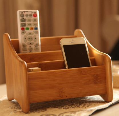 Bamboo Wooden Tabletop Organizer Storage Solution Multi Function Holder 竹制桌面收纳盒 Everythingbamboo