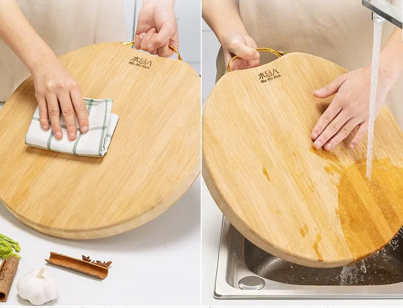 Bamboo Wooden Thicken Cutting Board Kitchen Chopping board with Handle everythingbamboo