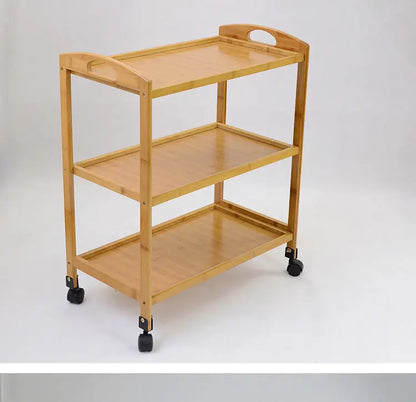 Bamboo multiple shelves drink food car on wheels serving tray bamboo storage everythingbamboo