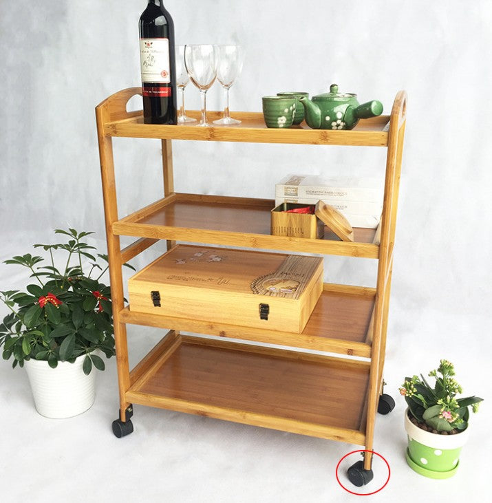 Bamboo multiple shelves drink food car on wheels serving tray bamboo storage everythingbamboo