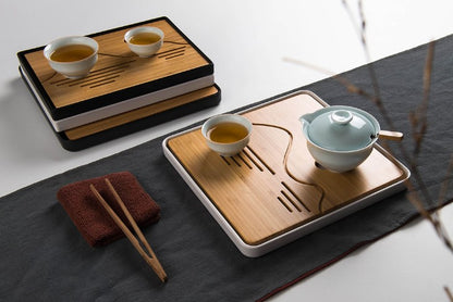Bamboo square tea tray coffee tray Natural bamboo root carving crafts 天然竹制根雕茶盘 everythingbamboo