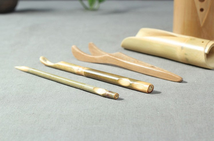 Bamboo tea tools set of six bamboo crafts tea utensils tea needles suit 茶道六君子 Unbranded