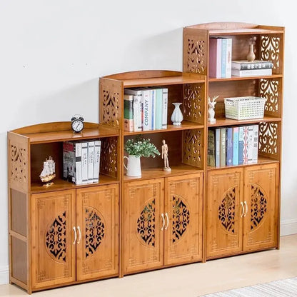 Bamboo wooden bookcase bookshelf storage shelf carving furniture natural 竹书柜书架 everythingbamboo
