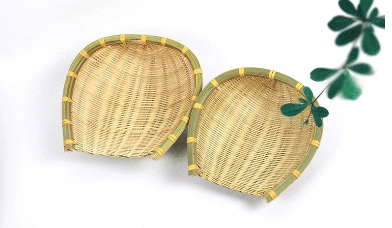 Bamboo woven handmade plates bamboo fruit basket storage multiple use 竹筛子 everythingbamboo