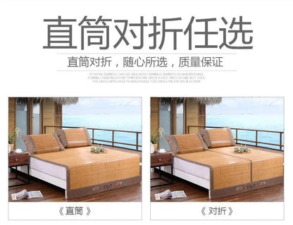 Best 5A Bamboo bed Mat +2 Pillow Case Both Size Mattress Topper Sheet Rug Floor Cool 双面折叠竹凉席加两枕套 everythingbamboo