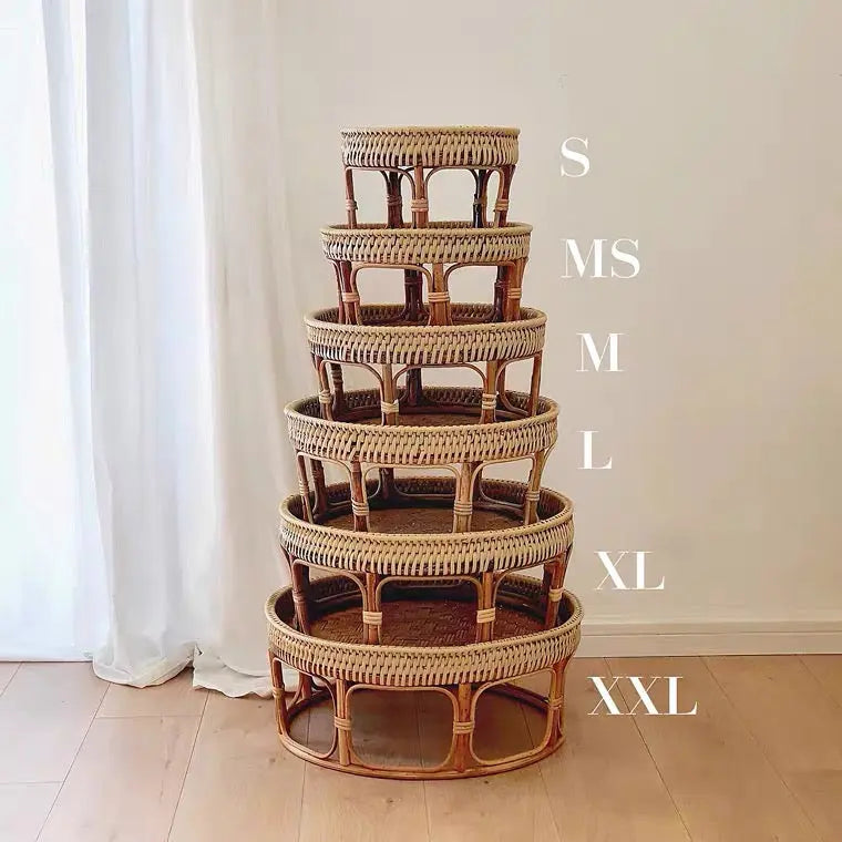 Cane Table Bamboo Rattan Table Serving Tray Food Table Premium Handmade ...