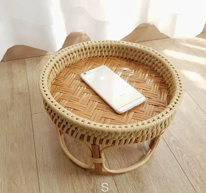 Cane Table Bamboo Rattan Table Serving Tray Food Table Premium Handmade Round Table Sofa Bed Picnic everythingbamboo