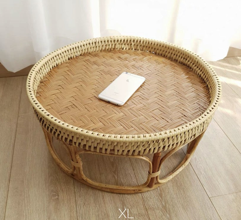 Cane Table Bamboo Rattan Table Serving Tray Food Table Premium Handmade Round Table Sofa Bed Picnic everythingbamboo