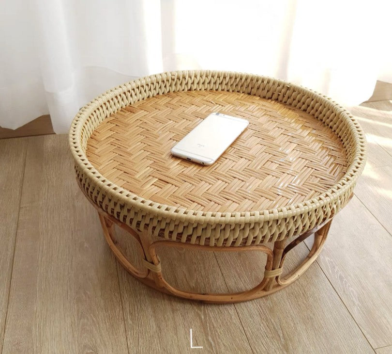 Cane Table Bamboo Rattan Table Serving Tray Food Table Premium Handmade Round Table Sofa Bed Picnic everythingbamboo