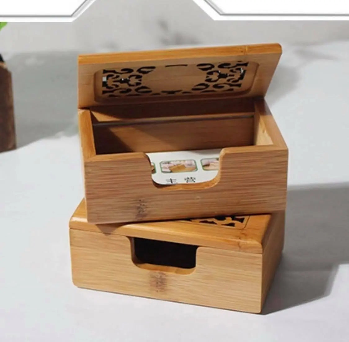 Cards Holder Bamboo Hand Carved Business Card Holder Case Office Business everythingbamboo