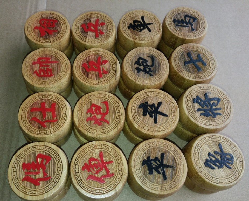 Chinese chess bamboo wooden round intelligent game handmade chess 手工竹制中国象棋 everythingbamboo