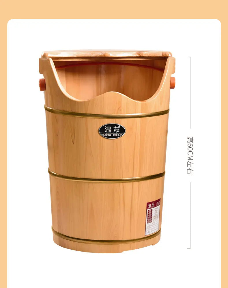 Foot Spa Super Tall 60cm Foot Basin Wooden Bucket Foot Bath 6 in 1 加高加厚泡脚排水木桶加全套配件 everythingbamboo