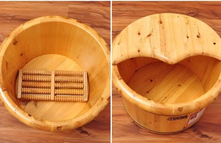 Foot basin wooden bucket foot bath&massage plus cover and massage 足浴桶加厚泡脚加盖和按摩器 Bonler