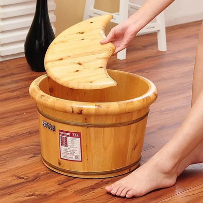 Foot basin wooden bucket foot bath&massage plus cover and massage 足浴桶加厚泡脚加盖和按摩器 Bonler