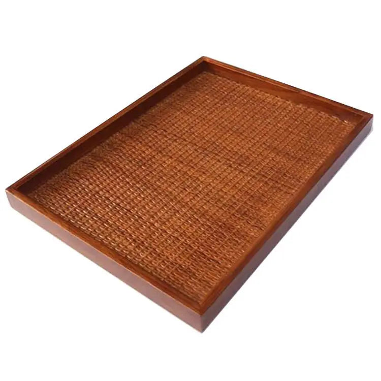 HANDMADE RATTAN WOODEN SERVING TRAY MEDIUM CHOCOLATE BROWN PLATE STORAGE CHOICE Unbranded