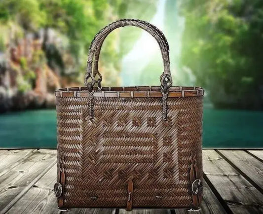 Hand-woven crafts luxury bamboo shopping bag fashion classic elegant unique竹手工编包 everythingbamboo