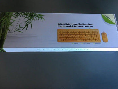 Handmade Bamboo Wooden Keyboard&Mouse Combo 3 areas Wired Multimedia Eco Friendly BKM03 everythingbamboo