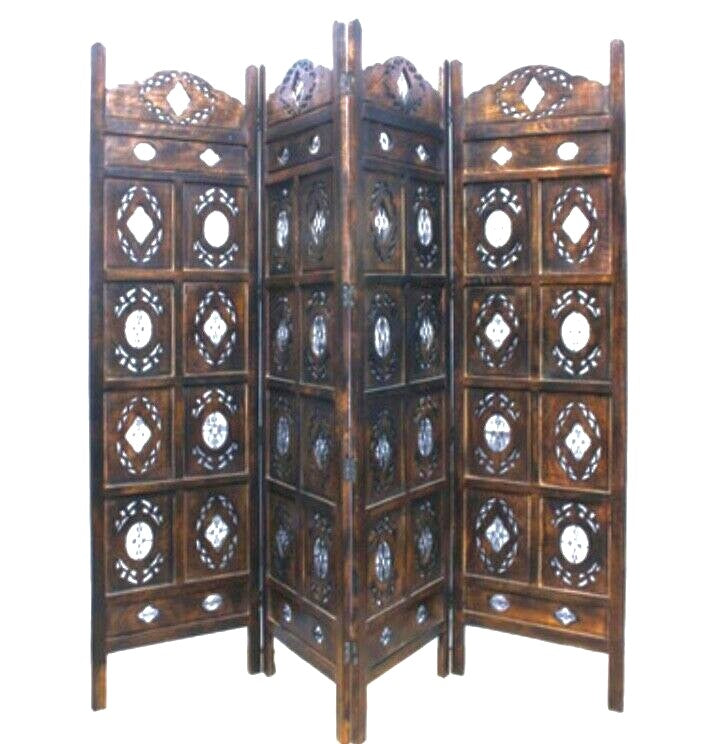 India Hand-Carved Hardwood Room Divider Folding screen luxury 3 or 4 panels everythingbamboo