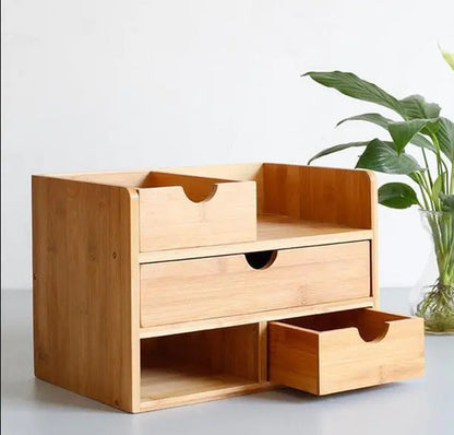 Jewelry Stationary Box Bamboo Wooden Desk Organizer Storage Decorative Drawers everythingbamboo