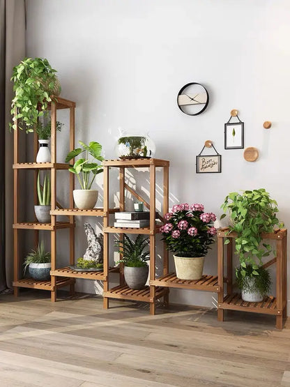 Large Wooden Shelf Plant Stand Divider Display Balcony Pot Stand Ladder Solid Timber Elegant Indoor Outdoor everythingbamboo