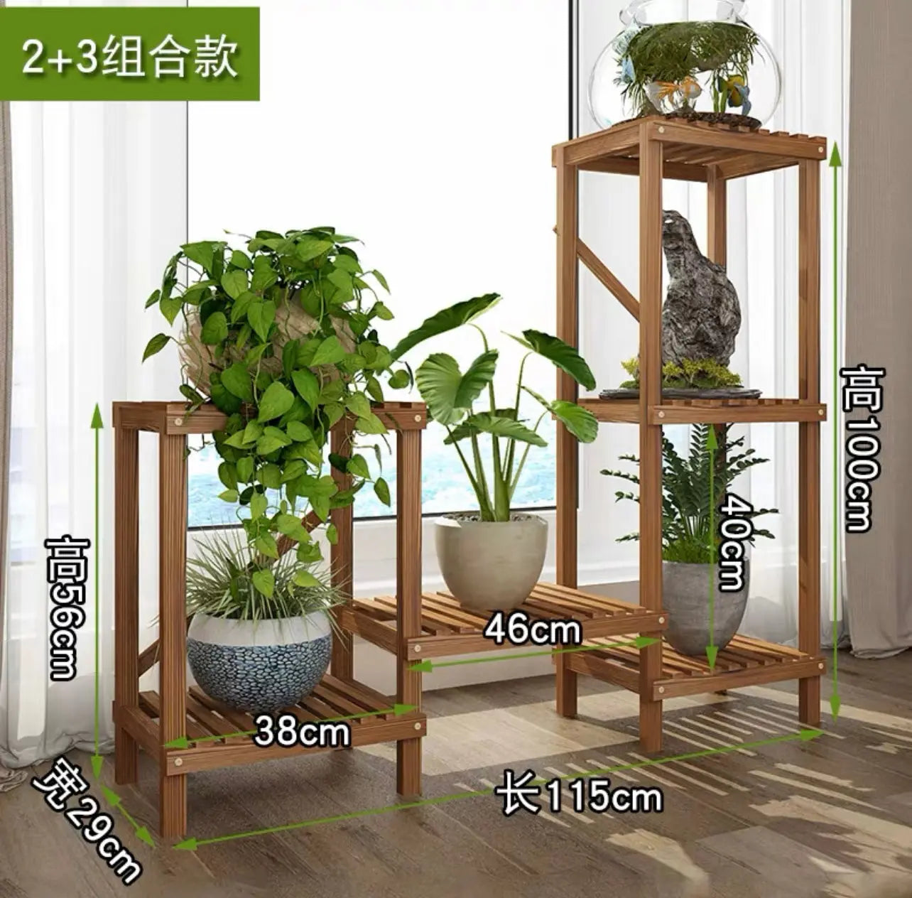 Large Wooden Shelf Plant Stand Divider Display Balcony Pot Stand Ladder Solid Timber Elegant Indoor Outdoor everythingbamboo