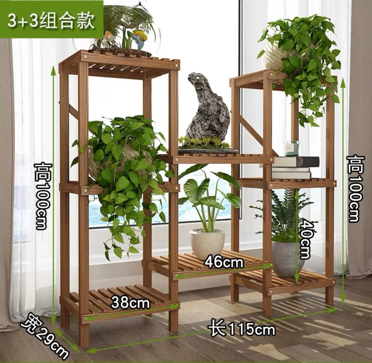 Large Wooden Shelf Plant Stand Divider Display Balcony Pot Stand Ladder Solid Timber Elegant Indoor Outdoor everythingbamboo