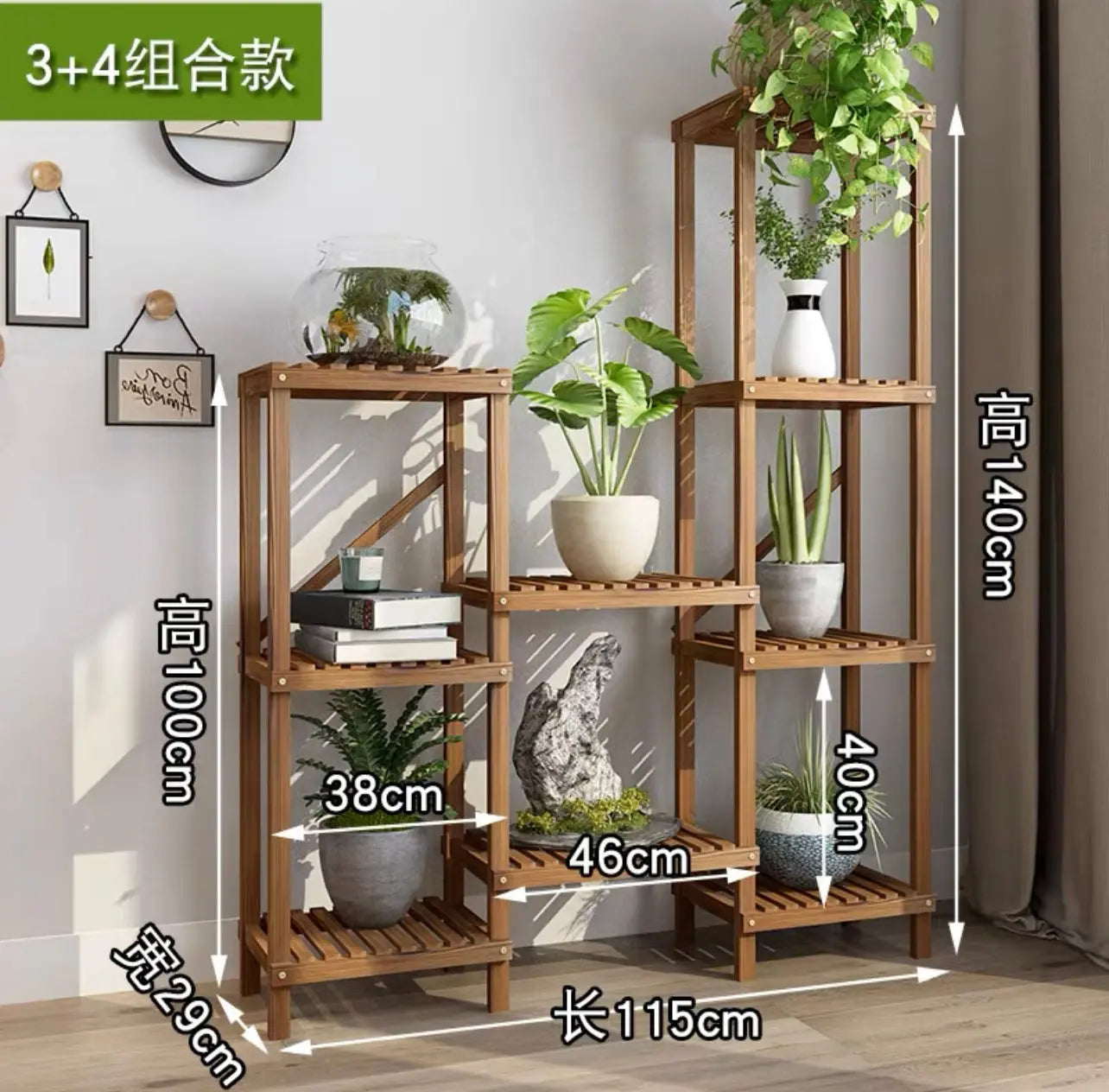 Large Wooden Shelf Plant Stand Divider Display Balcony Pot Stand Ladder Solid Timber Elegant Indoor Outdoor everythingbamboo