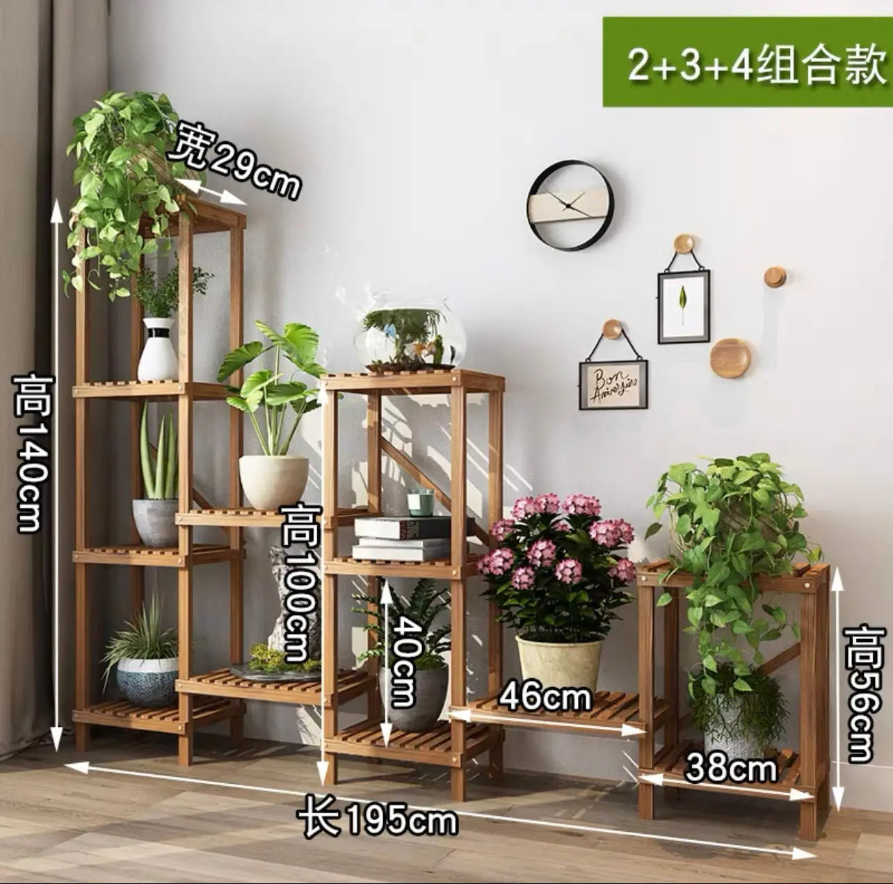 Large Wooden Shelf Plant Stand Divider Display Balcony Pot Stand Ladder Solid Timber Elegant Indoor Outdoor everythingbamboo