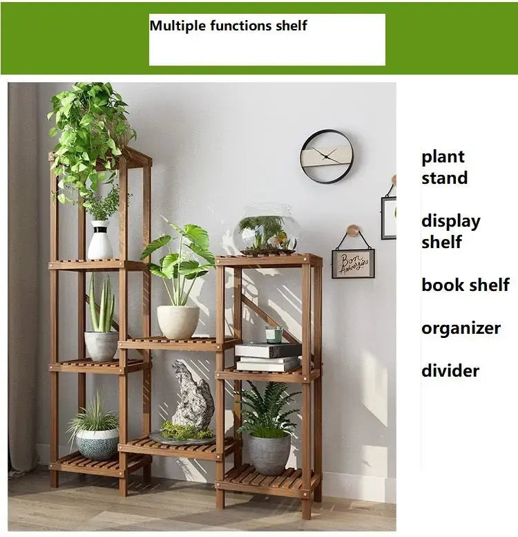 Large Wooden Shelf Plant Stand Divider Display Balcony Pot Stand Ladder Solid Timber Elegant Indoor Outdoor everythingbamboo