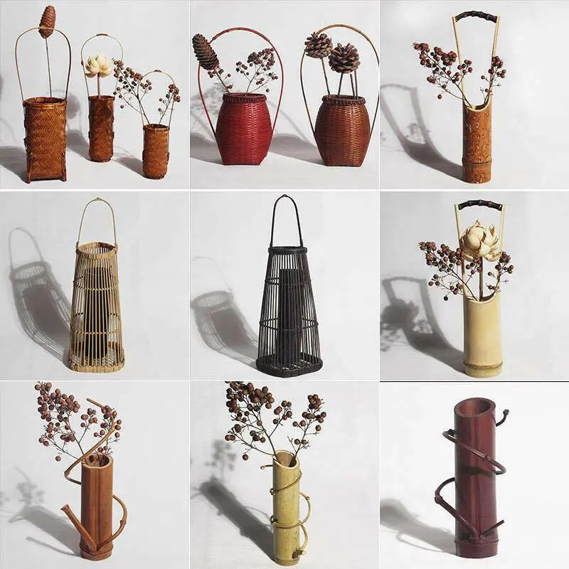 Natural Bamboo Japanese Style Vintage Flower Plants Vase Wall Home Decor 竹插花器 everythingbamboo