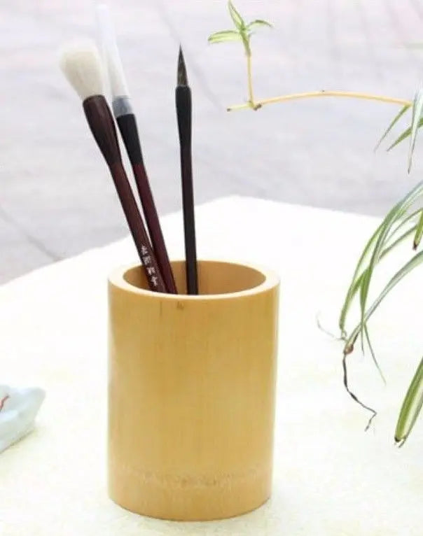 Natural Bamboo Sculpture Pen Holder Round Storage Solution Multi Use Art 竹雕刻笔筷筒 Everythingbamboo