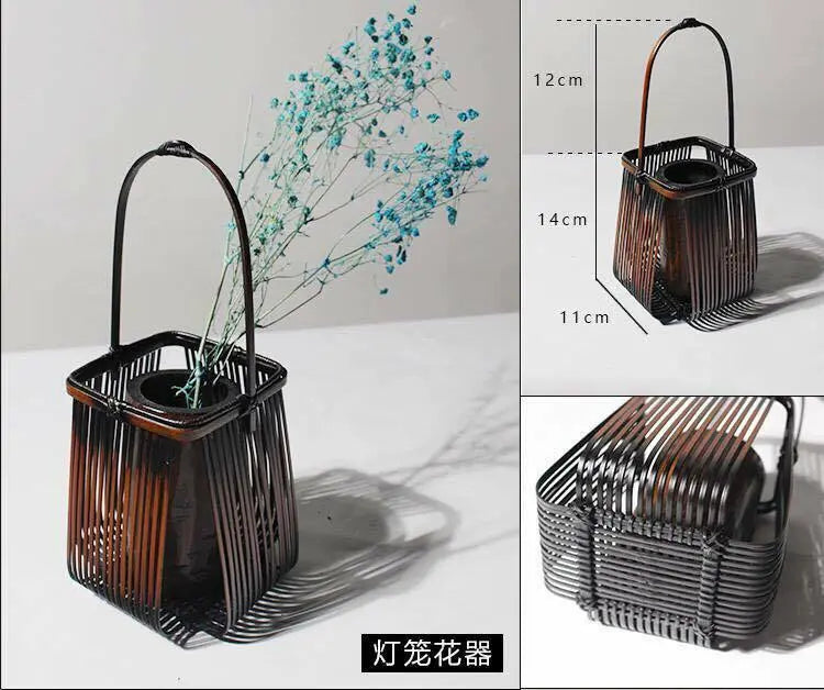 Natural Bamboo Vase Flower Basket Hand Woven Handcrafted Wicker Home Decor 竹篮插花 everythingbamboo
