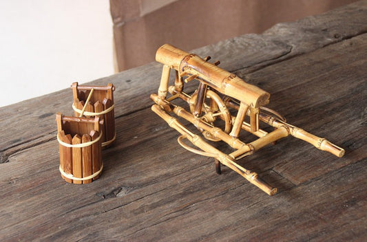 Natural bamboo creative handcraft wheelbarrow handmade model toy home decoration Handmade