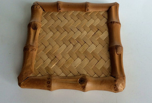 Natural-bamboo-root-woven-artwork-square-bamboo-coaster-plate-place-mat-luxury everythingbamboo