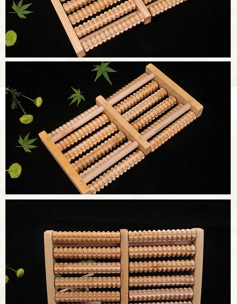 Natural wooden multi rows foot massage healthy rest pain relief body massage Unbranded