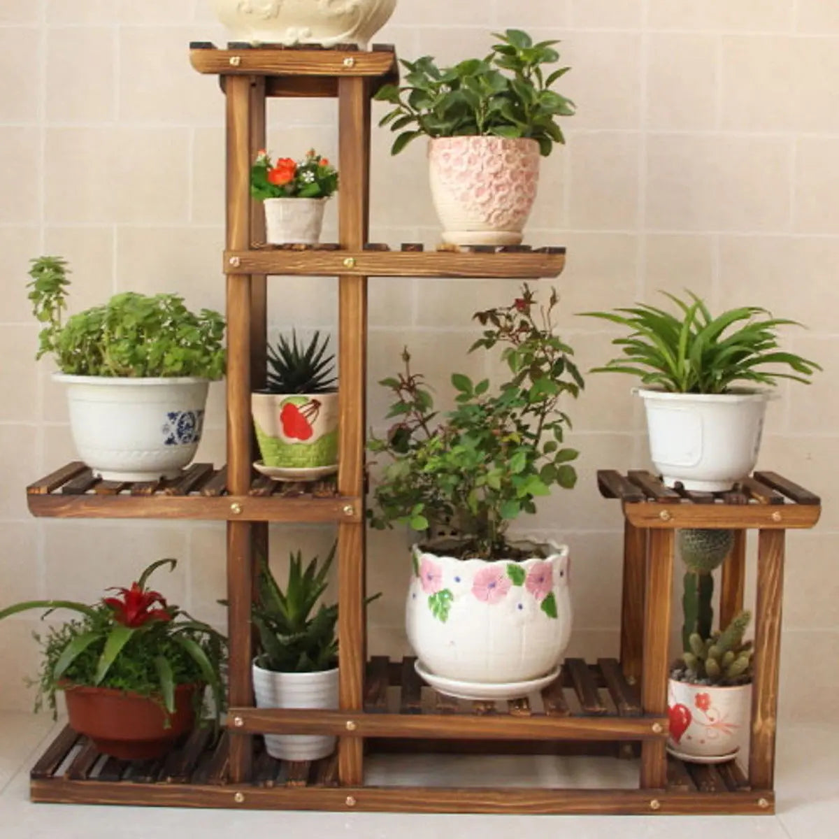 New Pine Wooden Plant Stand Indoor Outdoor Garden Planter Flower Pot Stand Shelf everythingbamboo