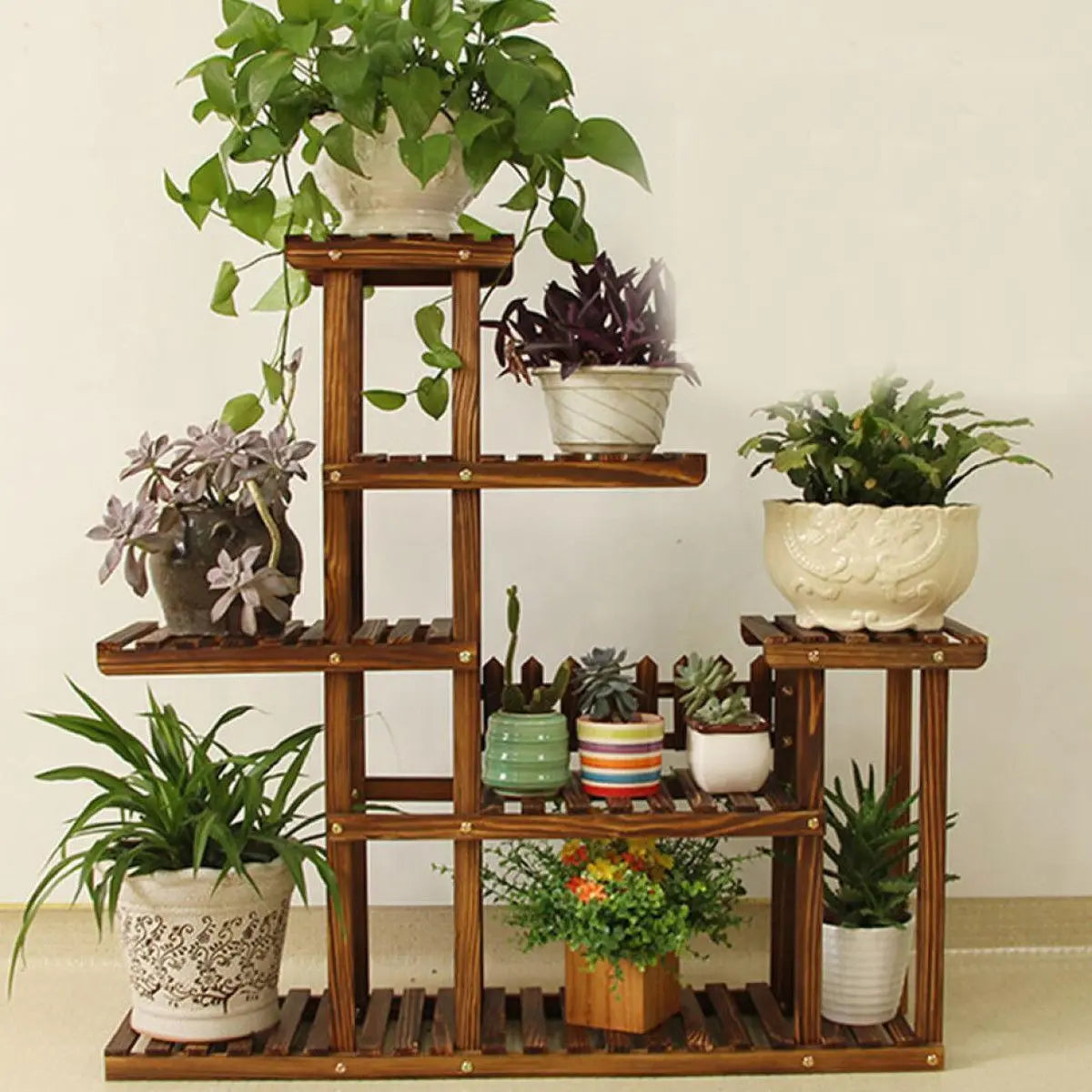 New Pine Wooden Plant Stand Indoor Outdoor Garden Planter Flower Pot Stand Shelf everythingbamboo