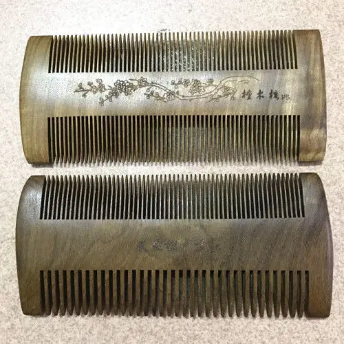 One Piece Natural Sandalwood Comb Fine Toothed healthy Comb both sizes 密梳子 Unbranded