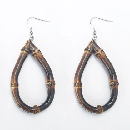 One pair of Hand made bamboo earrings natutal bamboo root earings unique 手工竹耳环 everythingbamboo