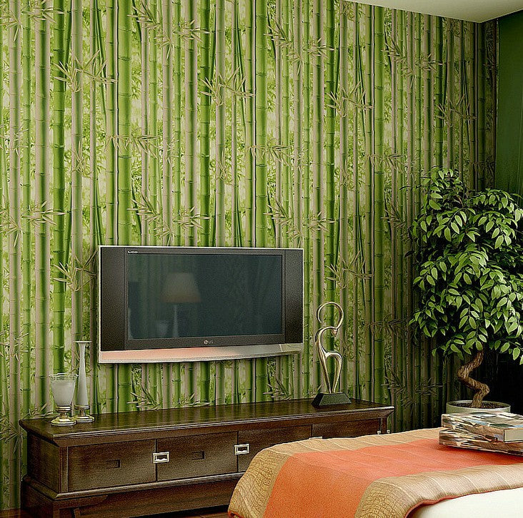 One roll 0.53m x 10m Wallpaper Wall Paper Cloth Sticks 3D Bamboo forest Natual Everythingbamboo