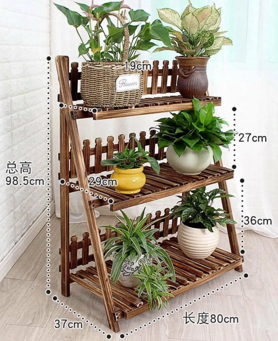 Plant Stand Pot Stand 3 Tiers Pinewood Garden Planter Indoor Outdoor Decoration everythingbamboo