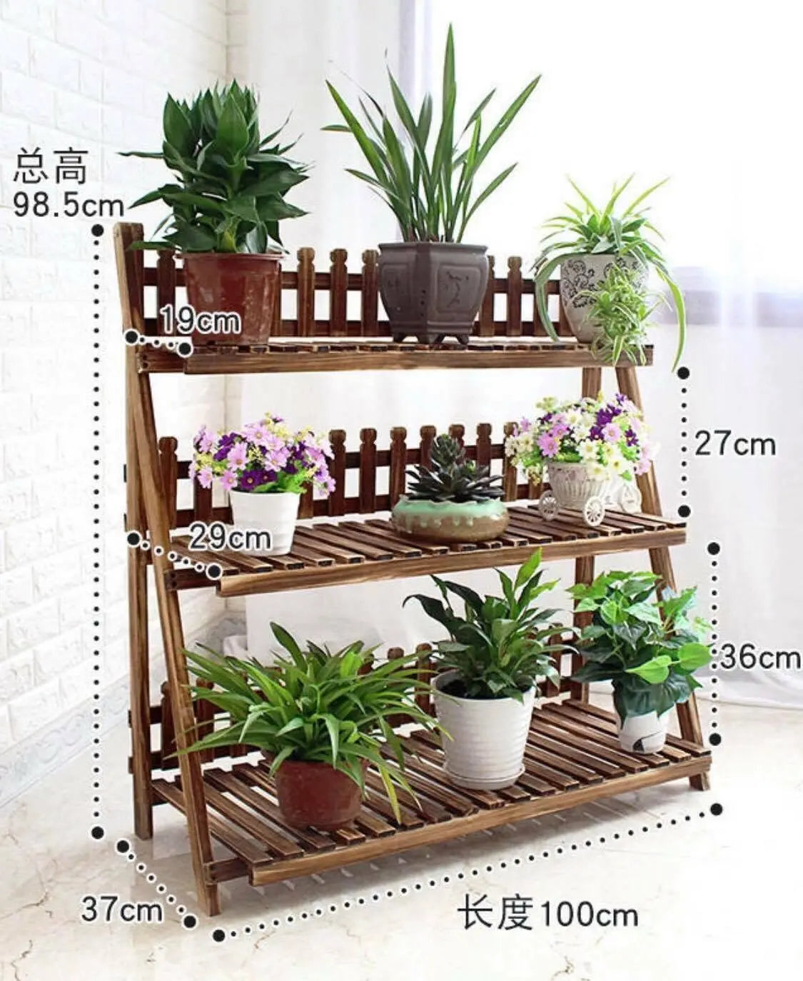 Plant Stand Pot Stand 3 Tiers Pinewood Garden Planter Indoor Outdoor Decoration everythingbamboo