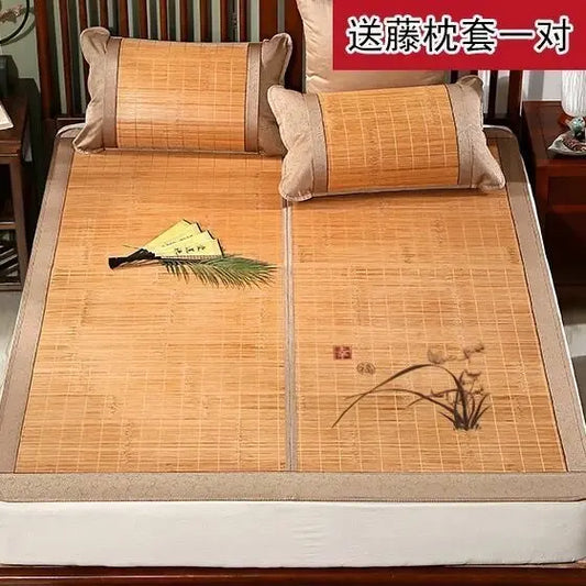 Premium Bamboo bed Mat Summer mat+2 Pillow Case sheet rug floor cool 双面折叠竹凉席加两枕套 everythingbamboo