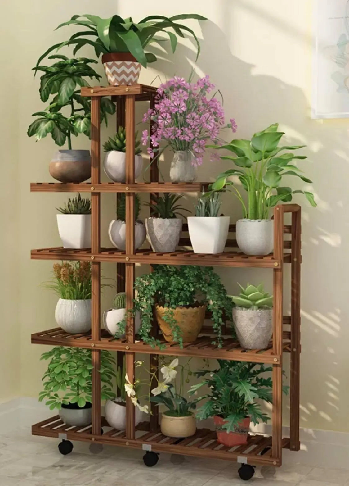 Premium Wooden Plant Stand Indoor Outdoor Garden Planter With Or Without Wheels everythingbamboo