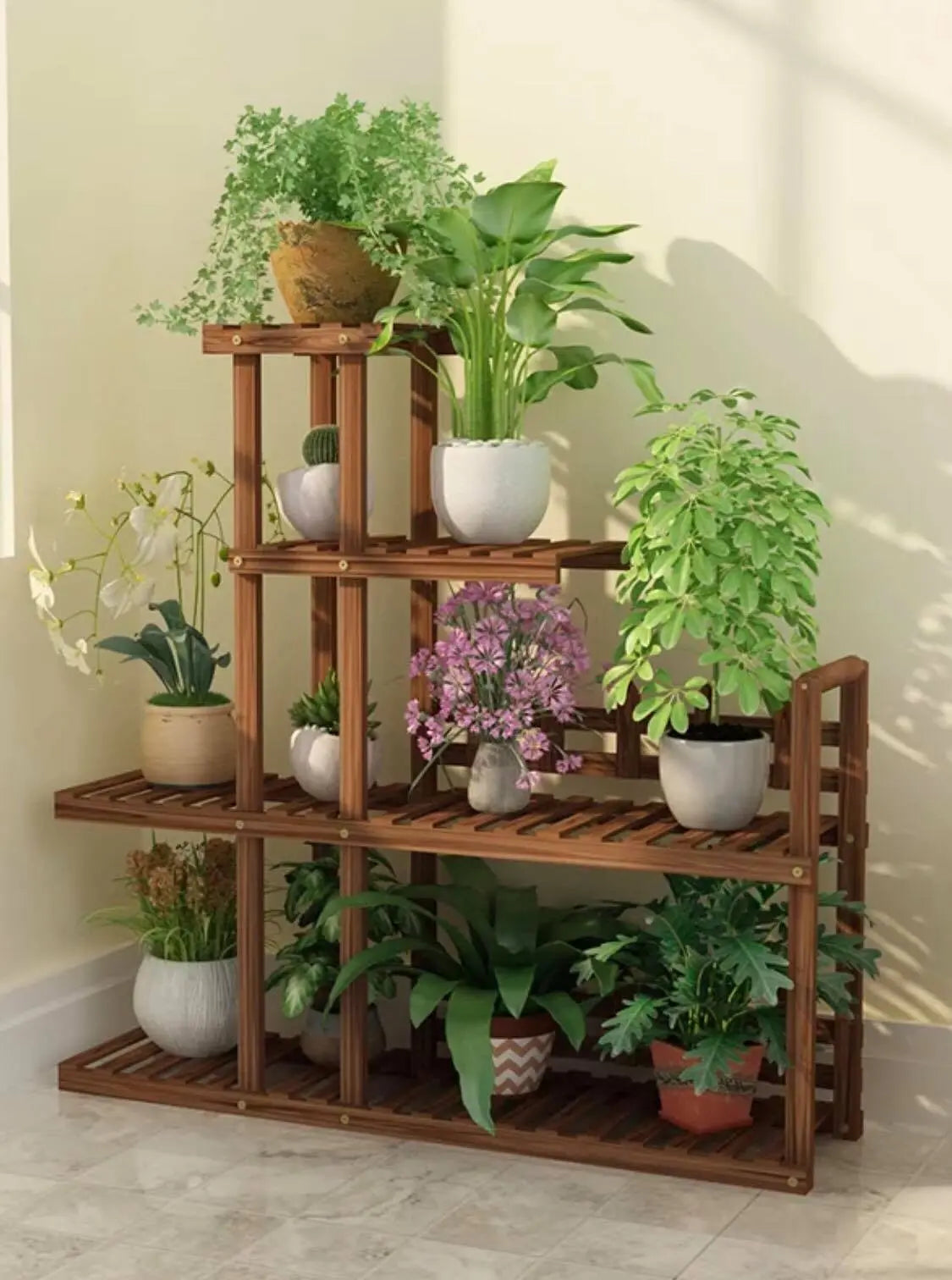 Premium Wooden Plant Stand Indoor Outdoor Garden Planter With Or Without Wheels everythingbamboo