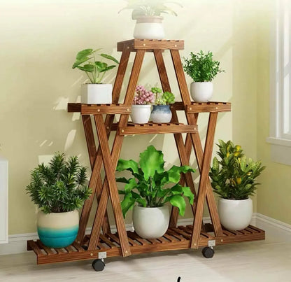 Premium Wooden Plant Stand Multi Tiers Indoor Outdoor Ladder Storage Garden everythingbamboo